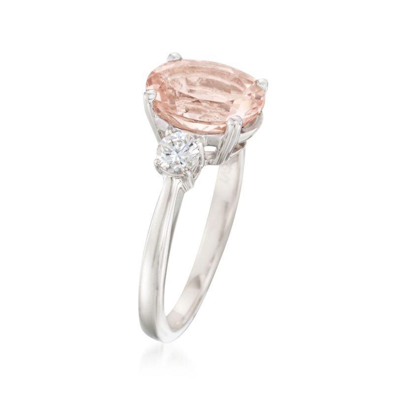 2.20 Carat Morganite and .33 ct. t.w. Diamond Ring in 14kt White Gold image number 1