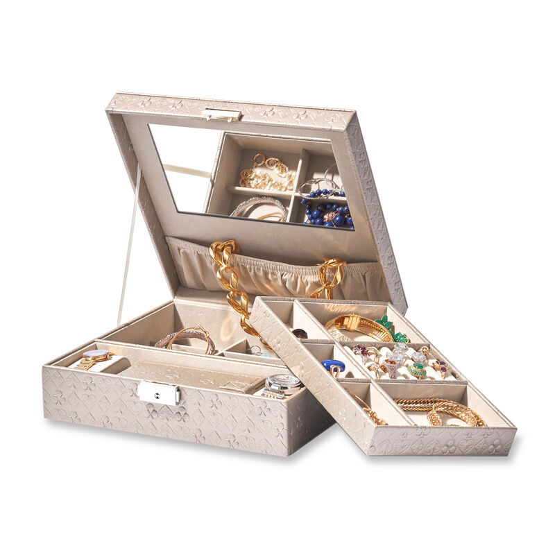 &quot;Grace&quot; Faux Leather Locking Jewelry Box image number 1