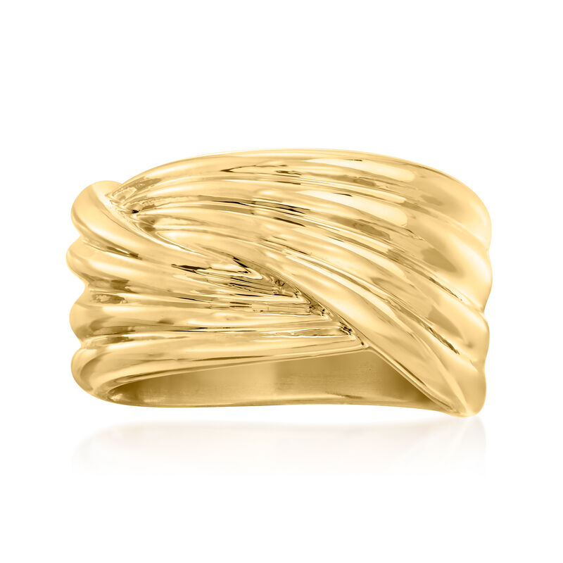 Italian Andiamo 14kt Yellow Gold Over Resin Crossover Ring image number 0