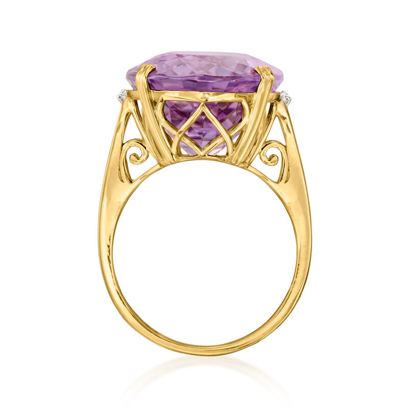 16.00 Carat Amethyst Ring with Diamonds in 14kt Yellow Gold image number 3