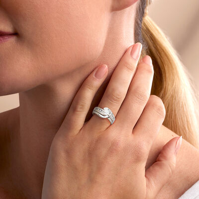 C. 1990 Vintage .50 ct. t.w. Diamond Jewelry Set: Engagement and Wedding Rings in 14kt White Gold