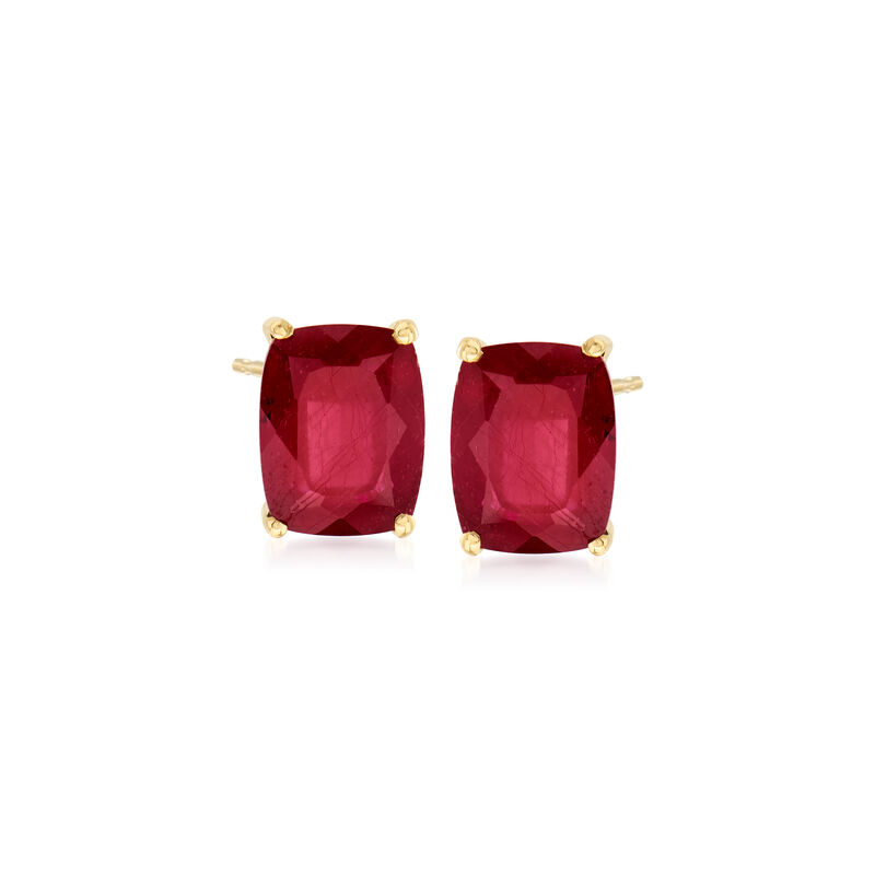 Cushion-Cut Ruby Earrings in 14kt Gold Over Sterling image number 0