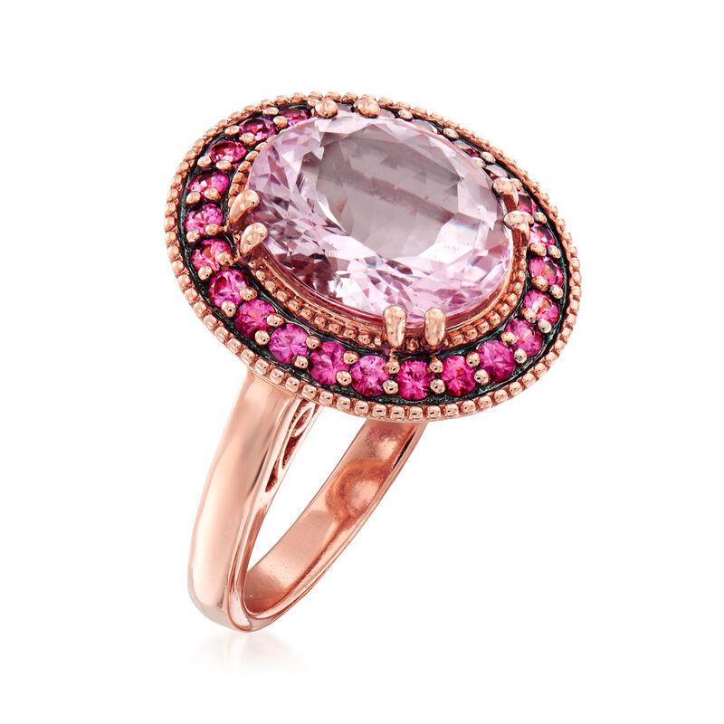 3.80 Carat Morganite and .40 ct. t.w. Pink Sapphire Ring in 18kt Rose Gold. Size 7 image number 2