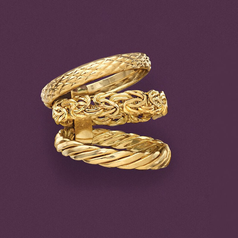 14kt Yellow Gold Jewelry Set: Three Stacked Rings image number 3