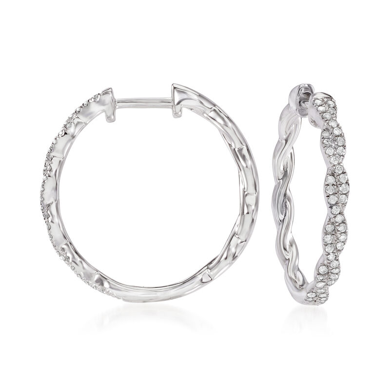 .25 ct. t.w. Diamond Twisted Hoop Earrings in Sterling Silver image number 0