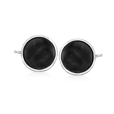 10mm Black Onyx Stud Earrings in Sterling Silver