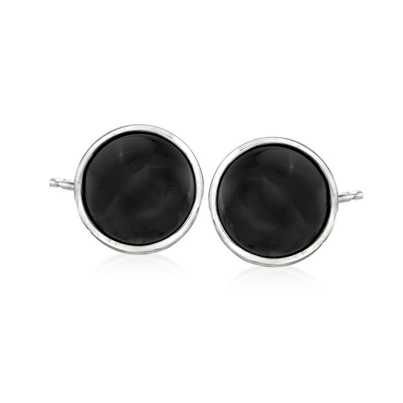 10mm Black Onyx Stud Earrings in Sterling Silver image number 0