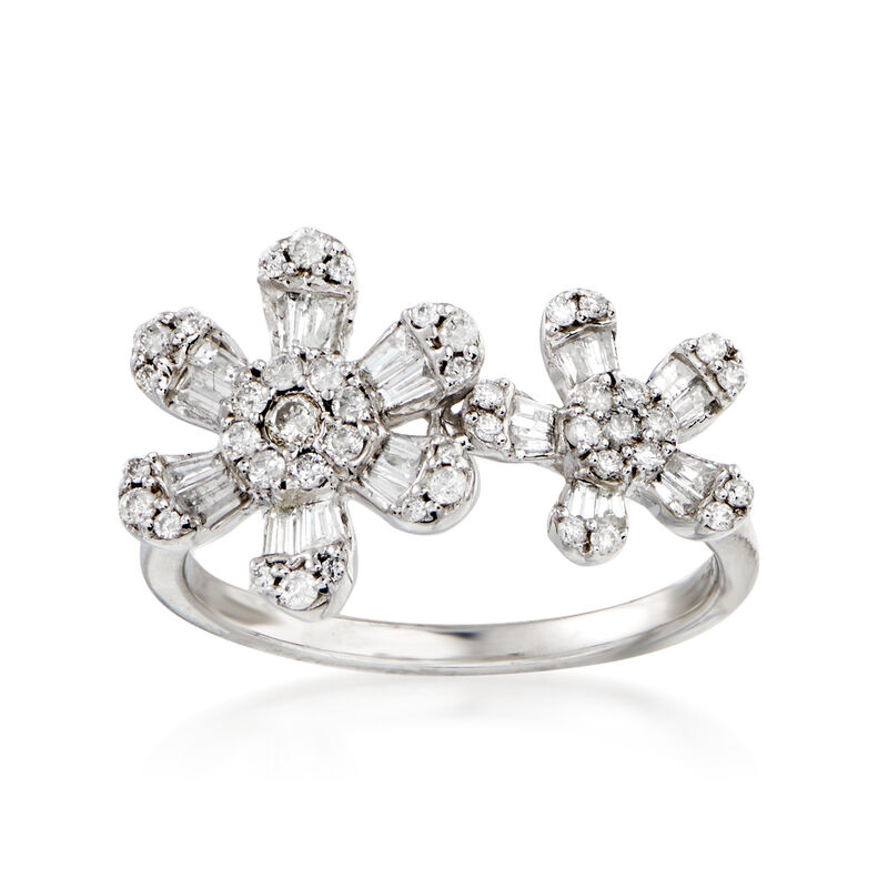 .60 ct. t.w. Diamond Flower Ring in 14kt White Gold image number 0