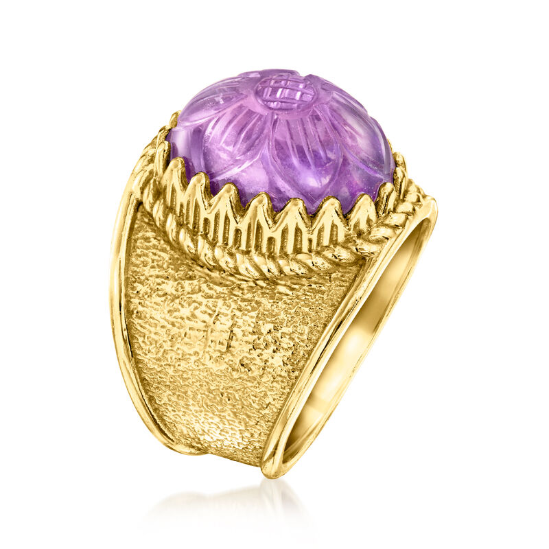 8.25 Carat Amethyst Flower Ring in 18kt Gold Over Sterling image number 2