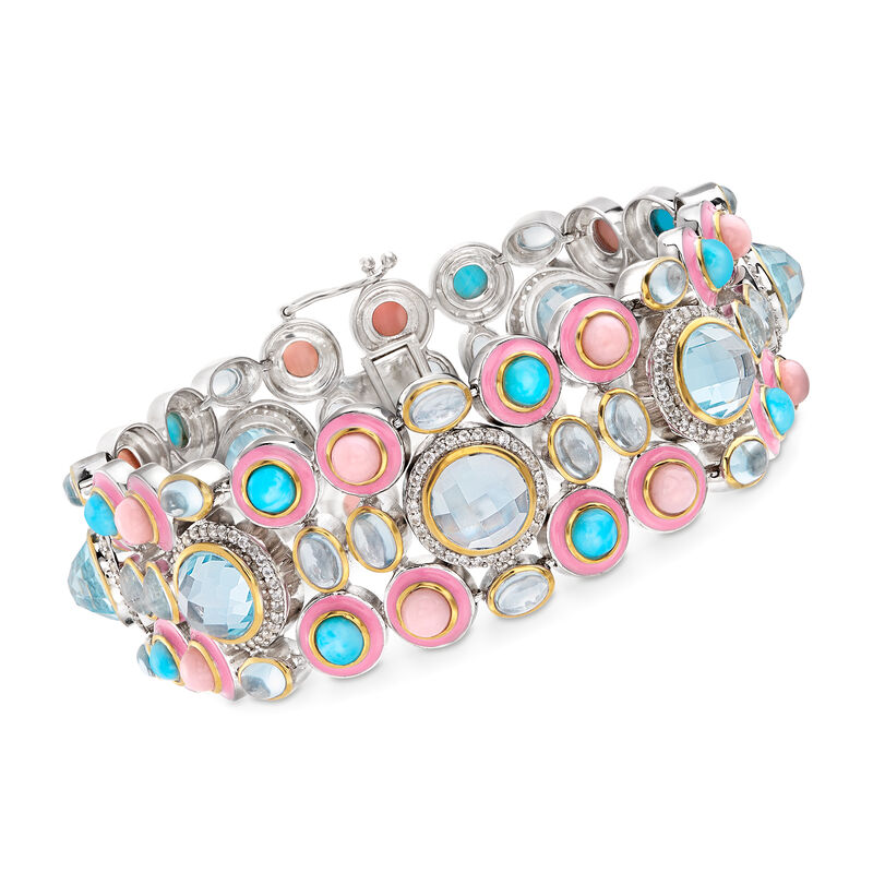 Multi-Gemstone Bracelet in Sterling Silver. 8&quot; image number 0