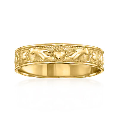 10kt Yellow Gold Claddagh-Pattern Ring