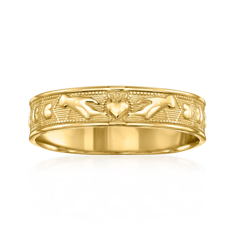 10kt Yellow Gold Claddagh-Pattern Ring image number 0