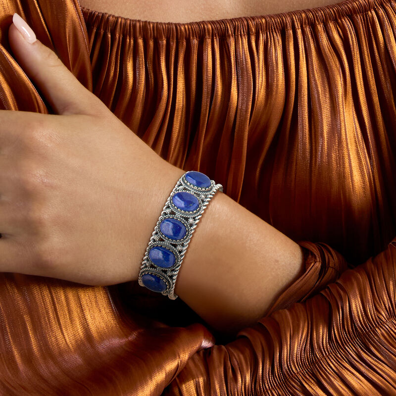 Lapis Southwestern-Style Cuff Bracelet in Sterling Silver image number 1