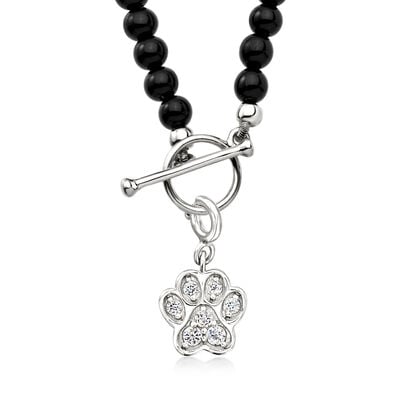 .40 ct. t.w. White Topaz Paw Print Charm in Sterling Silver