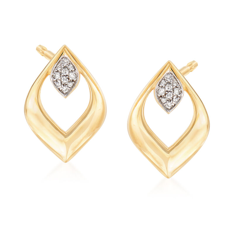 14kt Yellow Gold Open-Space Diamond-Shaped Earrings with Diamond Accents image number 0