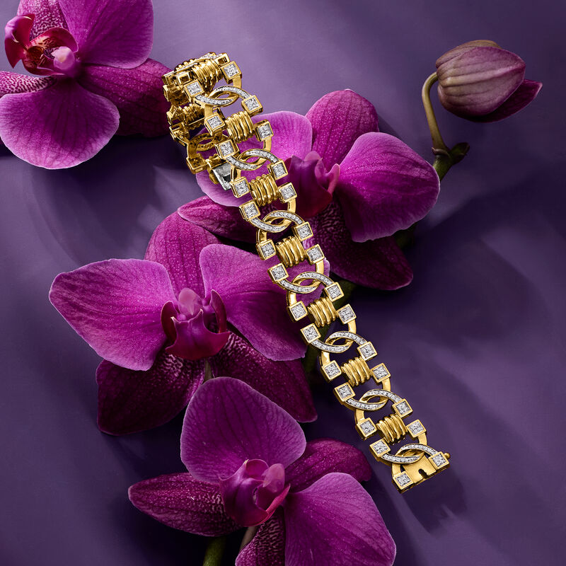1.50 ct. t.w. Diamond Twisted-Link Bracelet in 18kt Gold Over Sterling image number 2