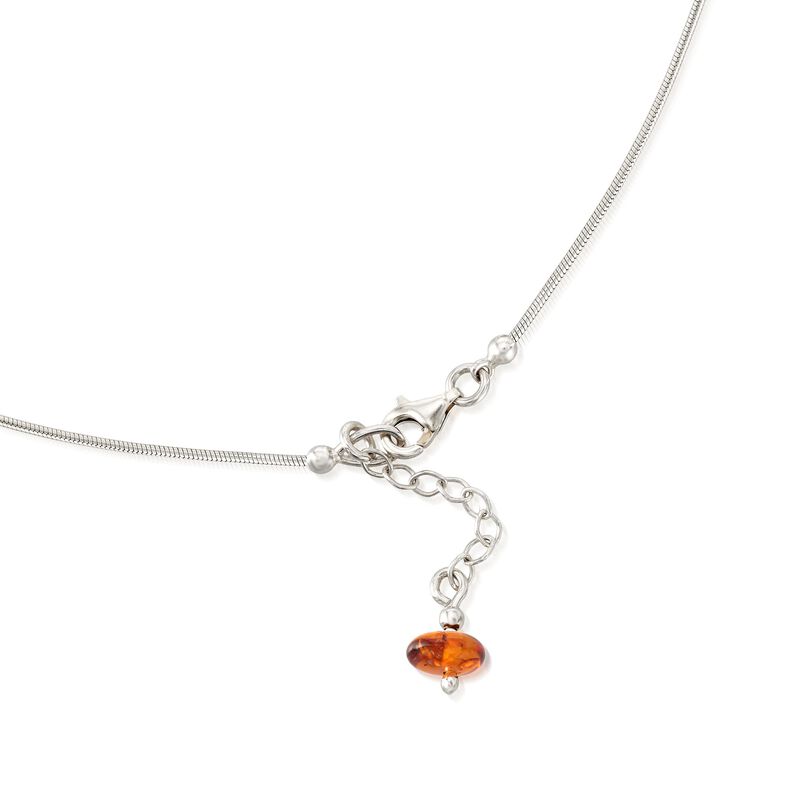 Tonal Amber Heart Drop Y-Necklace in Sterling Silver. 18&quot; image number 2