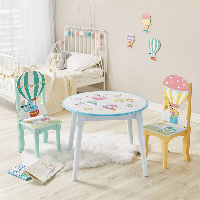 Fantasy Fields &quot;Hot Air Balloons&quot; Child's 3-pc. Wooden Set: Table and 2 Chairs image number 0