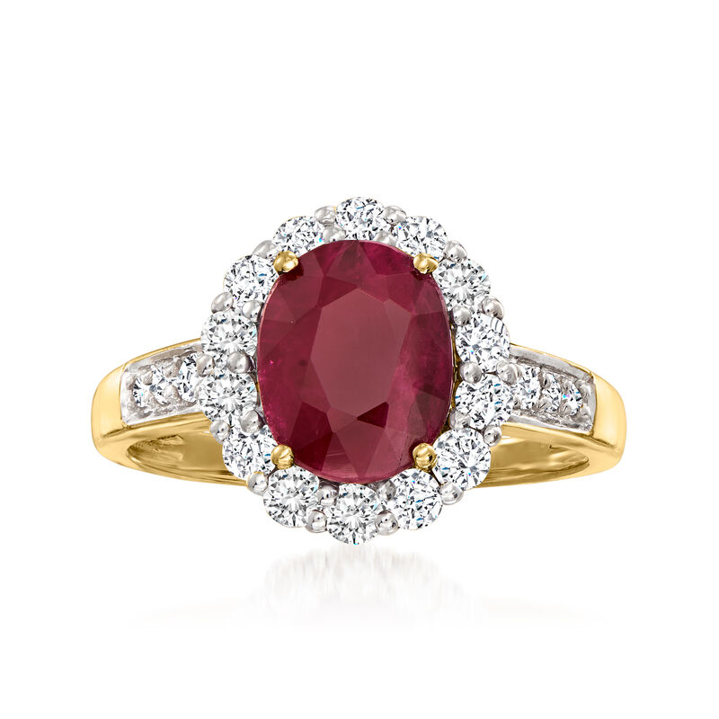 2.00 Carat Ruby and .64 ct. t.w. Diamond Ring in 18kt Yellow Gold image number 0