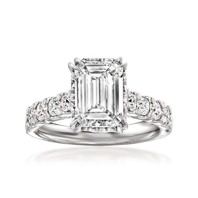 4.00 ct. t.w. Emerald-Cut and Round Lab-Grown Diamond Ring in 14kt White Gold image number 0