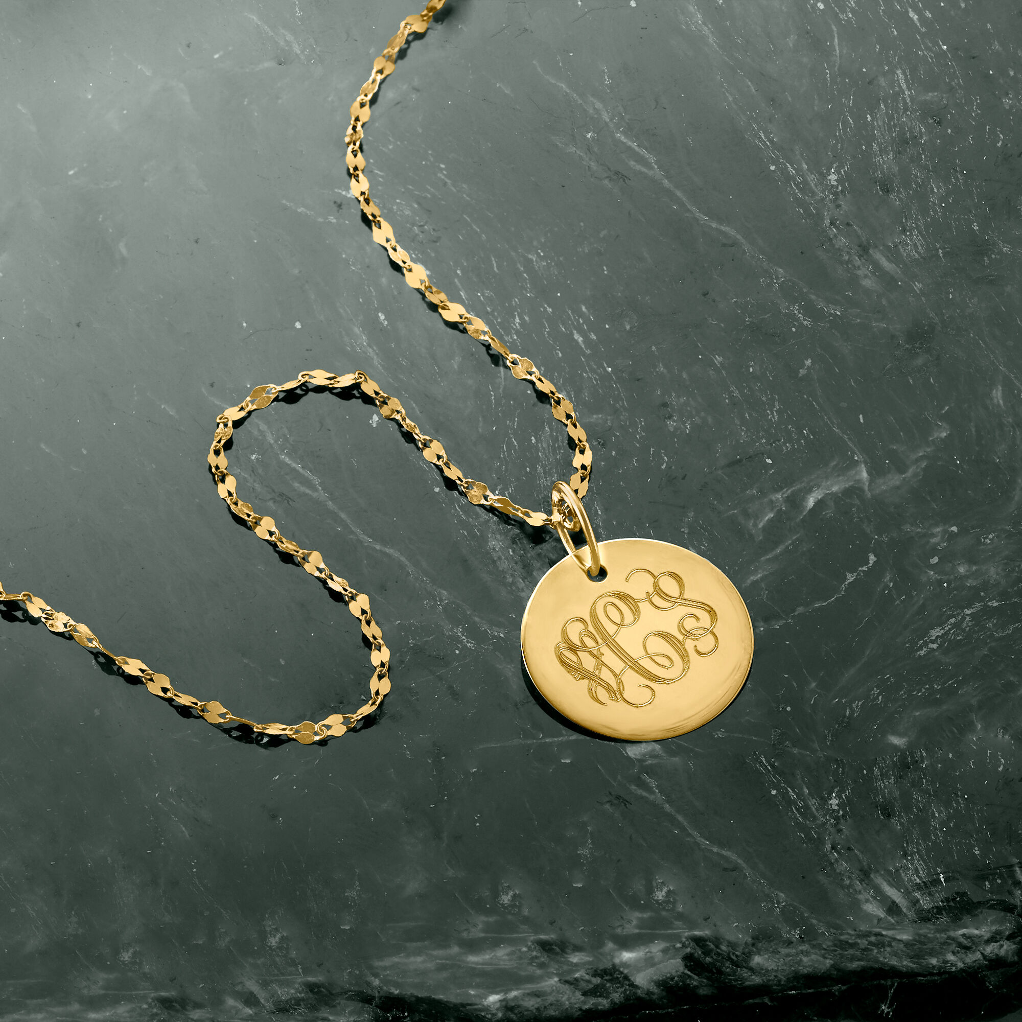 Italian 14kt Yellow Gold Personalized Disc Necklace