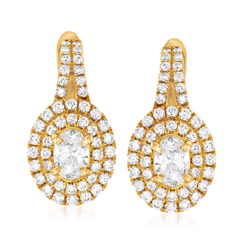 C. 1990 Vintage 1.40 ct. t.w. Diamond Double- Border Drop Earrings in 14kt Yellow Gold image number 0