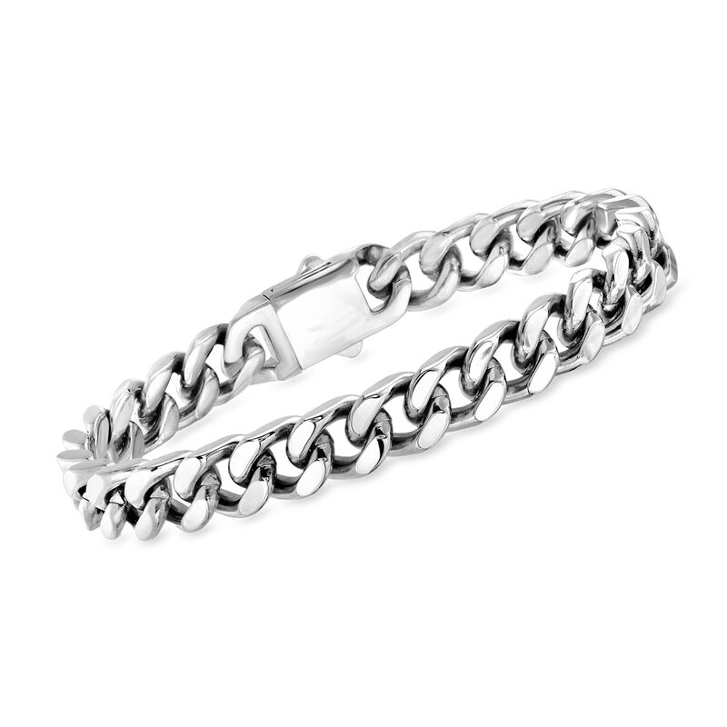 Men's 10mm Stainless Steel Cuban-Link Bracelet. 8.5&quot; image number 0