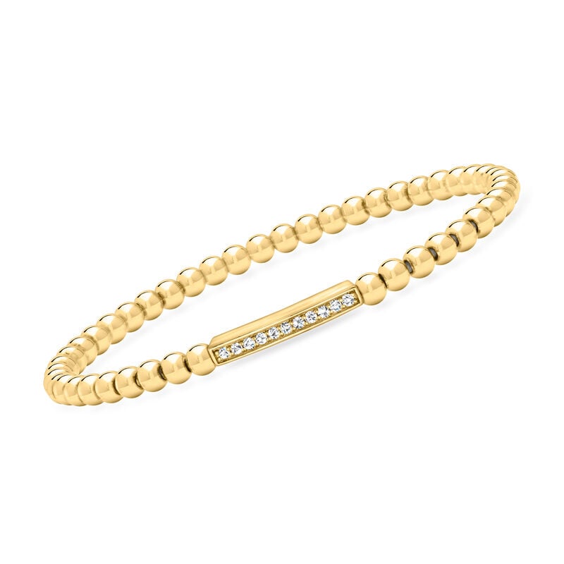 .15 ct. t.w. Lab-Grown Diamond Bar and 4mm 18kt Gold Vermeil Bead Stretch Bracelet image number 0