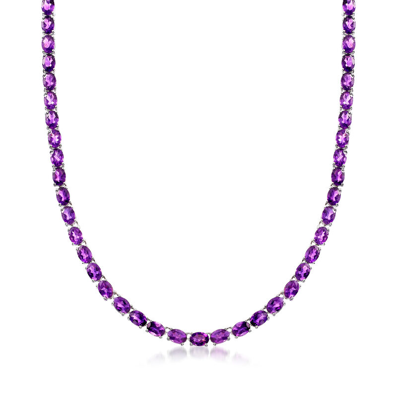 40.00 ct. t.w. Amethyst Tennis Necklace in Sterling Silver image number 0