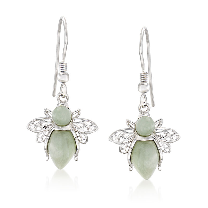 Jade Bumblebee Drop Earrings in Sterling Silver  image number 0