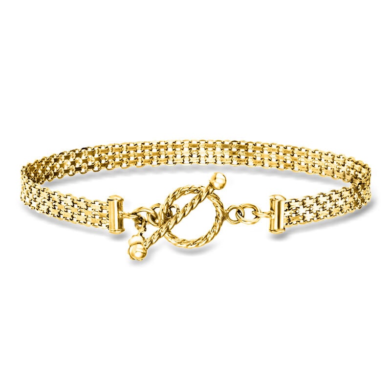 Italian 18kt Gold Over Sterling Bismark-Link Toggle Bracelet image number 0