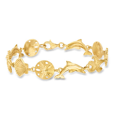 18kt Gold Over Sterling Sea Life Bracelet