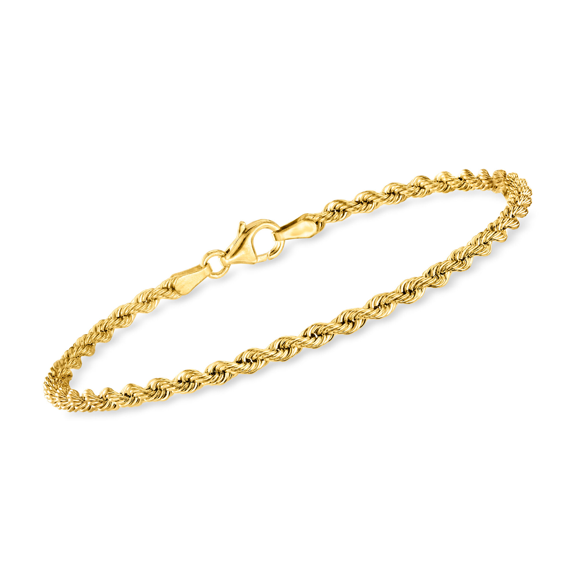 Italian 2.7mm 18kt Yellow Gold Rope-Chain Bracelet | Ross Simons