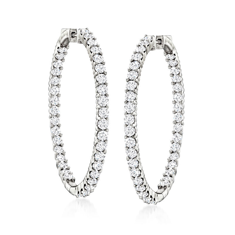 5.00 ct. t.w. Diamond Inside-Outside Hoop Earrings in 14kt White Gold. 1 1/2&quot; image number 2