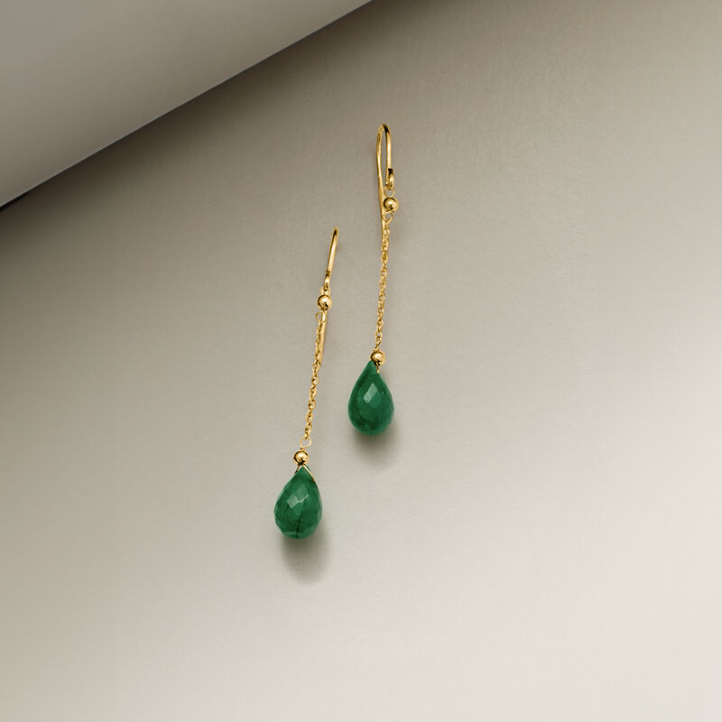 7.00 ct. t.w. Emerald Teardrop Earrings in 10kt Yellow Gold  image number 2