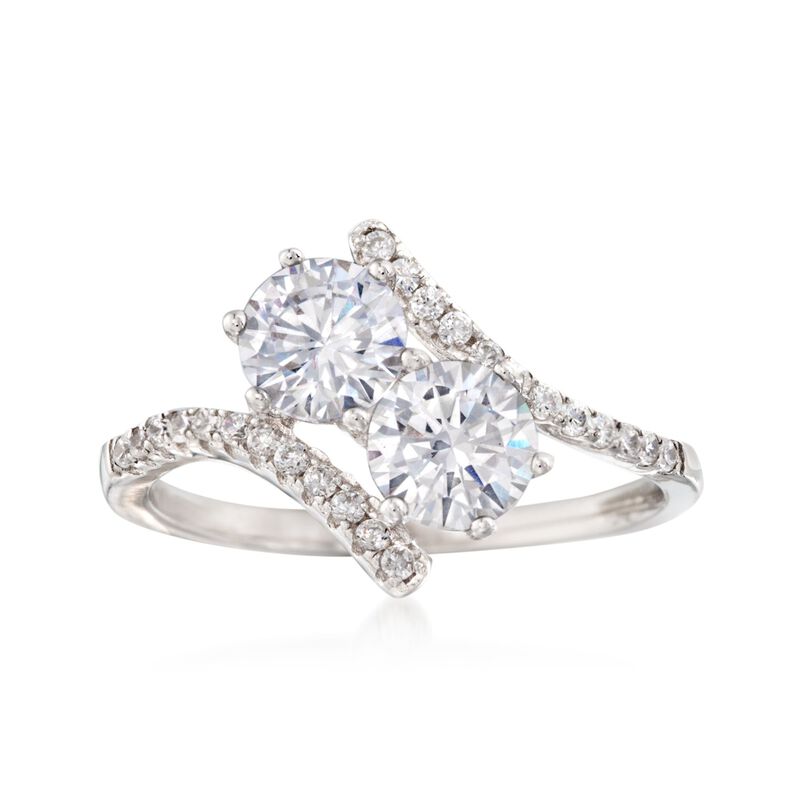 1.80 ct. t.w. CZ Two-Stone Ring in Sterling Silver image number 0