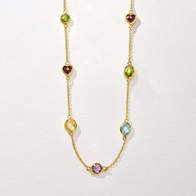 7.85 ct. t.w. Multi-Gemstone Station Necklace in 18kt Gold Over Sterling image number 4
