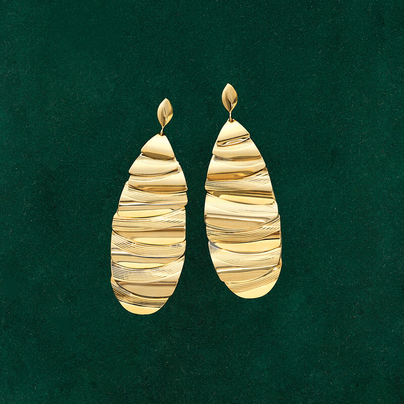 Italian 14kt Yellow Gold Tiered Teardrop Earrings image number 2