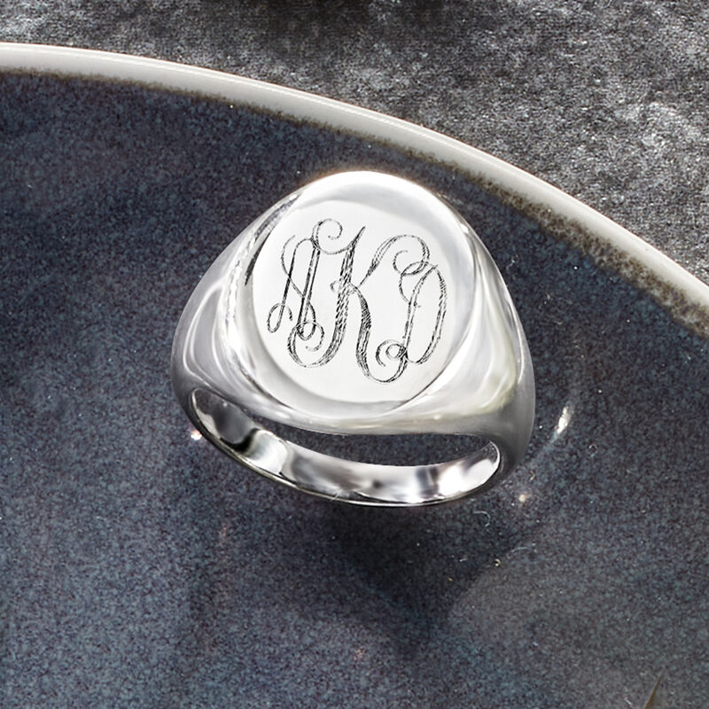 Sterling Silver Personalized Signet Ring image number 4