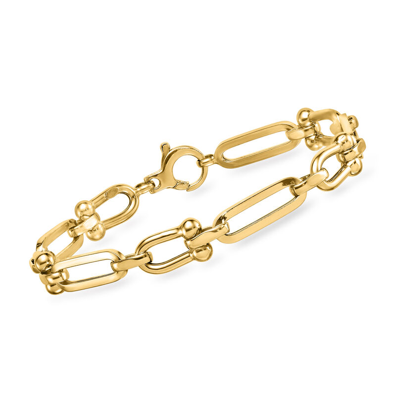 Italian 14kt Yellow Gold Alternating Link Bracelet. 7.75" image number 0