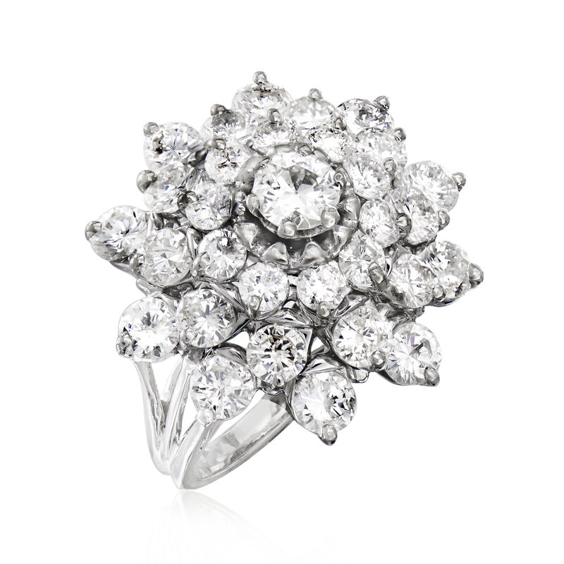 C. 1980 Vintage 5.00 ct. t.w. Diamond Cluster Ring in 14kt White Gold. Size 6.5 image number 2