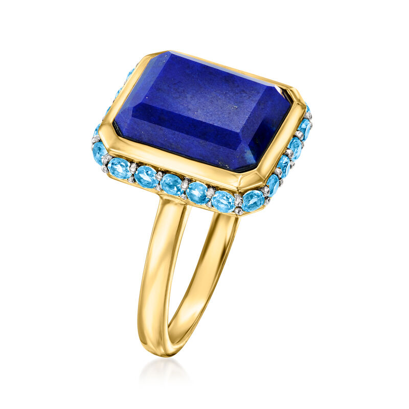 Lapis and .80 ct. t.w. Swiss Blue Topaz Ring in 18kt Gold Over Sterling image number 2