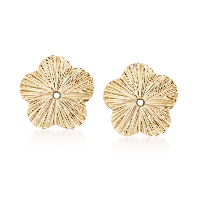 14kt Yellow Gold Flower Earring Jackets image number 2