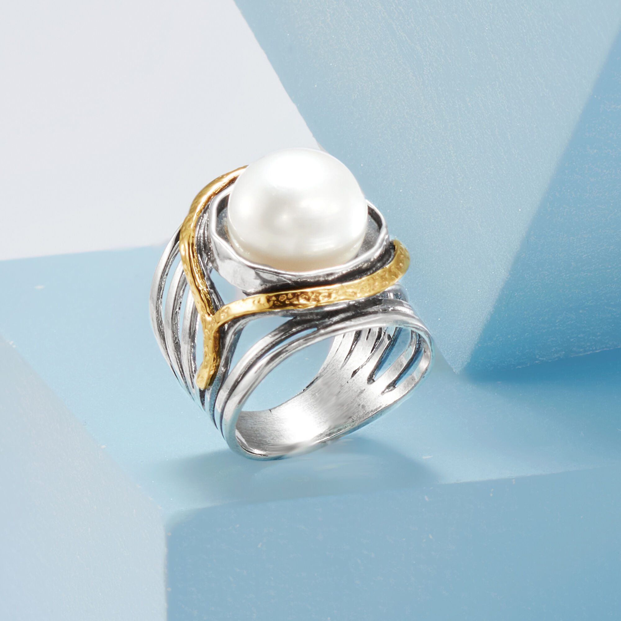 爆買いしたい 11.5-12mm Silver Sterling in Ring Openwork Pearl Cultured アクセサリー