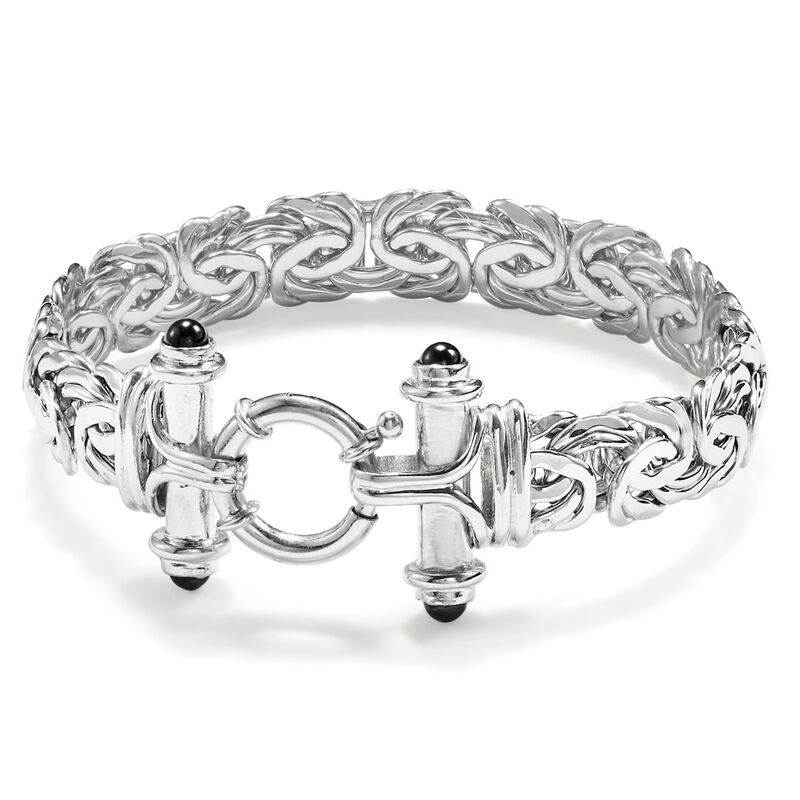 Sterling Silver Byzantine Bracelet with Black Onyx image number 3