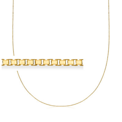 .7mm 10kt Yellow Gold Adjustable Box-Chain Necklace