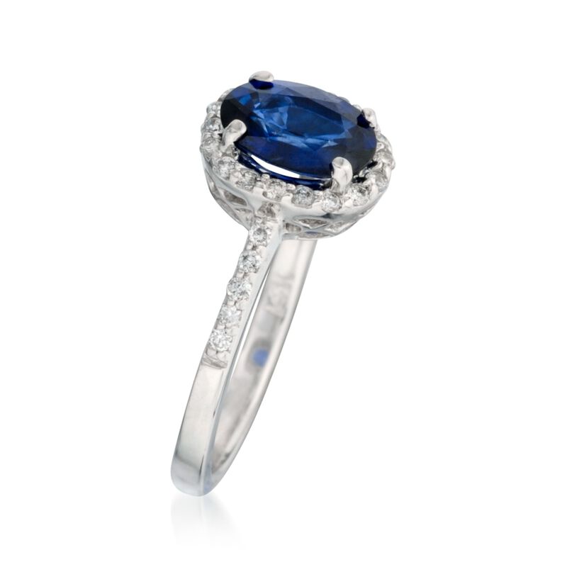 1.50 Carat Sapphire and .20 ct. t.w. Diamond Ring in 14kt White Gold image number 2