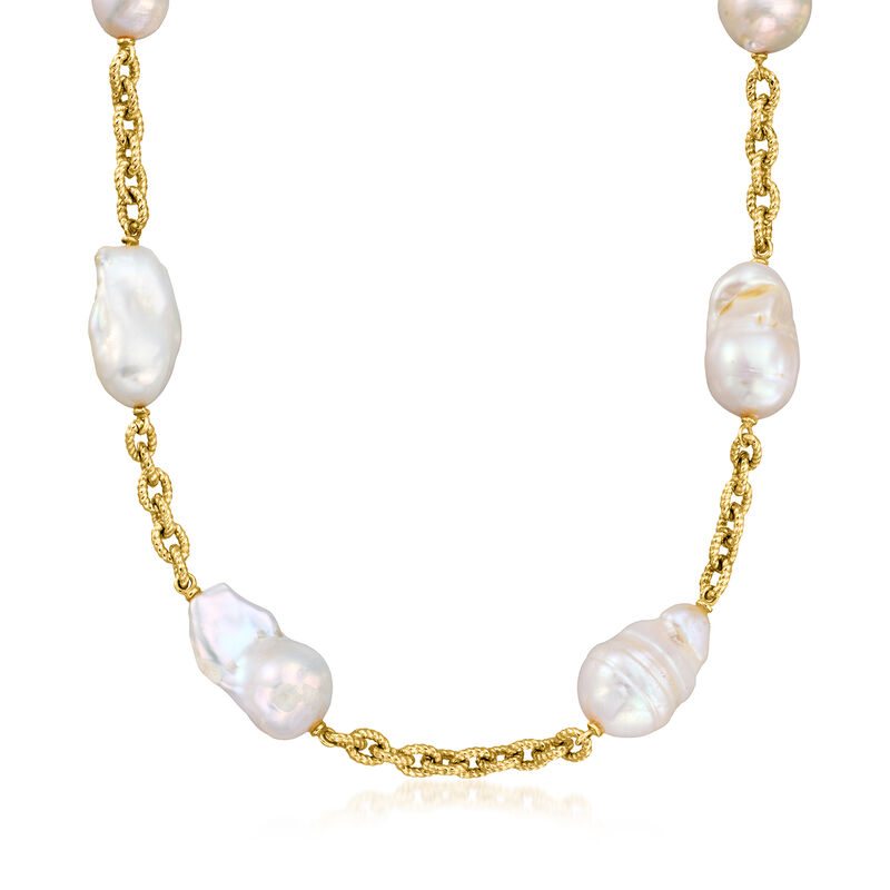 13-16mm Cultured Baroque Pearl Necklace in 18kt Gold Over Sterling image number 0