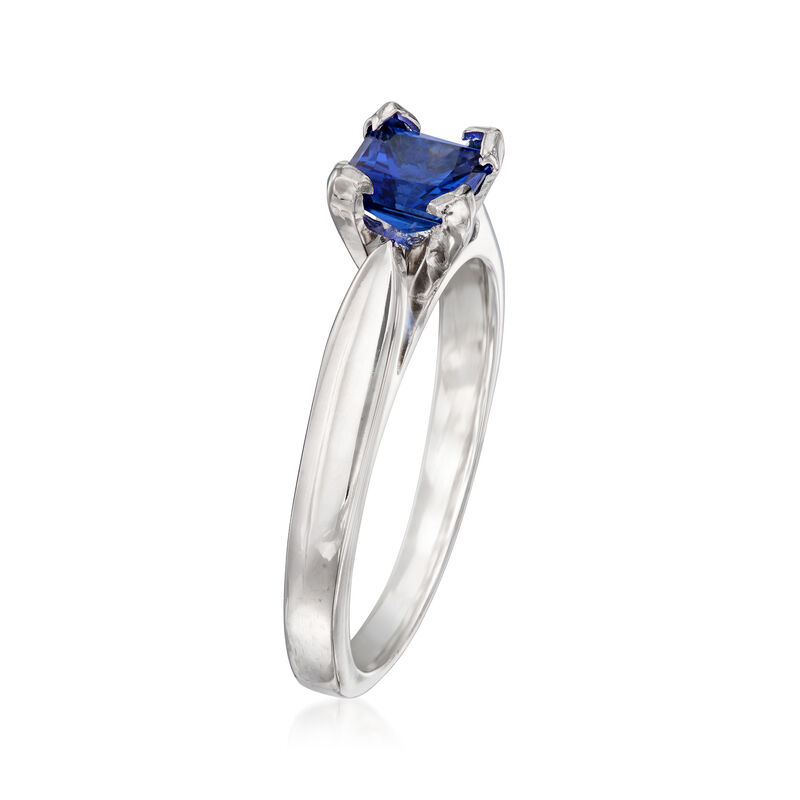 C. 1990 Vintage .75 Carat Sapphire Ring in Platinum and 14kt White Gold. Size 6 image number 2