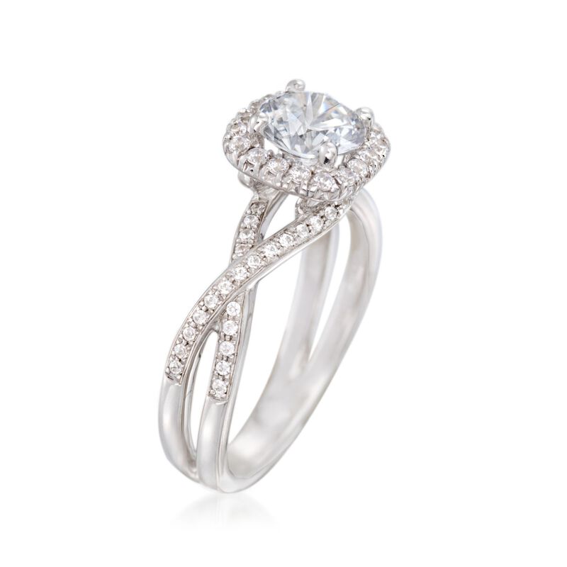 Simon G. .30 ct. t.w. Diamond Twisted Halo Engagement Ring Setting in 18kt White Gold image number 2